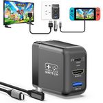 Switch Dock Charger for Nintendo Switch/Switch OLED, 30W Portable TV Docking Station for Nintendo Switch with 4K@60Hz HDMI/USB2.0/USB-C 3.1 Charging Port, Portable Switch Dock Charger with USB-C Cable