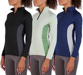 3 Pack: Womens Quarter 1/4 Zip Pullover Long Sleeve Shirt Quick Dry Dri Fit Yoga 1/2 Zip Athletic Ladies Volleyball Active Gym Workout Top Golf UPF Hiking Outdoor Sports Exercise Running - Set 12, S