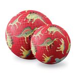 Crocodile Creek Rubber Playground Ball, Ships Inflated, PVC-Free, Durable Design for Outdoor Games and Active Ball Sports, for Kids Ages 3 Years and Up, 5” Size (Dinosaurs Red)