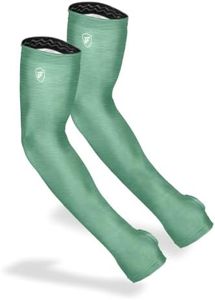 FARMER'S DEFENSE Gardening Arm Sleeves|UV Cooling Protective Sleeve Women & Men|Anti-Scratch Cover Sun UPF Outdoor Protection - Heather Green - SM