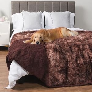 PetAmi Fluffy Waterproof Dog Blanket | Faux Fur Pet Fleece Shag Throw for Dogs and Cats | Fuzzy Furry Soft Plush Sherpa Throw Furniture Protector Sofa Couch Queen Bed (Tie-Dye Brown, 90x90)
