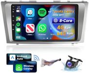 [8 CORE 4G+64G] for Toyota Camry 2006-2011 Car Radio with Wireless Carplay/Android Auto, 9 Inch Android 13 IPS Touch Screen Car Stereo, Bluetooth, GPS, WiFi, SWC, DSP + HD Backup Camera