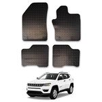 Rubber Car Mats Compatible with Jeep Compass (2018+) Tailored Fit Rubber Floor Mats Set Accessory Black Custom Fit 4 Pieces with Clips - Anti-Slip Backing, Heavy Duty & Waterproof