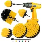 6pcs Drill Brush Attachment Set, 5pcs 1/4in Power Scrubber Brush with 1pcs Extend Long Attachment, Drill Scrub Brush for Cleaning Showers, Tubs, Bathroom, Tile, Grout, Carpet (5 brushes)