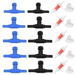 Kepfire 20 Pieces Plastic T Shape Air Pump Adjustable Aquarium Control Valve Check Valves 2 Way Fish Tank Hose Connector Sucker