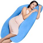 MY ARMOR Full Body U Shape Pregnancy Pillow for Pregnant Women, Maternity Pillow Gift for Pregnancy Sleeping, 3 Months Warranty, Premium Velvet Cover with Zip, Sky Blue