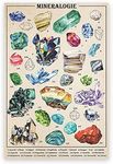 Vintage Mineral Specimens Poster - Crystal Gems Poster - Nature Canvas Wall Art Prints - Science Education Chart - Vintage Cottagecore Room Decor Aesthetic Pictures for Kid Room Classroom Office Decor Unframed (12x18in/30x45cm)