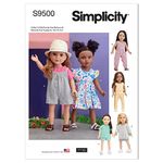 Simplicity Clothes Sewing Pattern Kit, Code S9500, Sizes 18" Dolls, Multicolor