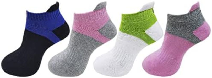 RC. ROYAL CLASS Women's Low Cut Ankle Length Cotton Cushioned Athletic Multicolored Free Size Socks, Combo Pack of 4