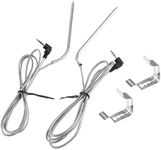 ETERMETA 2 Pack High Temperature Meat Probe Replacement for Camp Chef Wood Pellet Grills, Smoker Grill Temperature Sensor, 3.5 Mm Plug, with 2 Pcs Grill Holder Clips, Silver