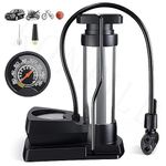 RONFILD Bike Car Cycle Tyre Air Pump Portable Activated High Pressure Mini Foot Floor Pump with Pressure Gauge Lightweight Pumps for Roadtrip Motorbikes, Car, Bicycle, Football and Air Mattress