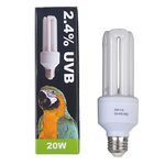 Lucky Herp Compact Bird Lamp Lighting Bulb, 2.4% UVB, 20W,Screw Thread