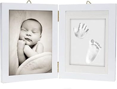 chuckle - Kit Impronta Neonato di Mani e Piedi - Stampo Morbido e Sicuro con Una Cornice in Ottimo Legno e Coperchio in Vetro Acrilico