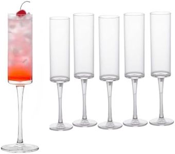 OMYOPY 6 Pack Plastic Champagne Flutes Cups, 5oz Reusable Toasting Goblet Square Champagne Glasses Wine Glasses for Party Birthday Christmas Anniversary Wedding