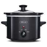 bella Electric Slow Cooker 1.5 Qt, Dishwasher Safe Removable Stoneware Pot and Glass Lid, Adjustable Temperature & Cool Touch Handles, Portable Mini Rice Cooker, Baby Food Steamer & Soup Warmer, Black