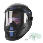 Omolith 4.33"X2.36" Anti Fog Up Large View Auto Darkening Welding Helmet with SIDE VIEW, 1/1/1/1 True Color，Solar Powered Welding Hood,4/9-13 Welder Mask for TIG MIG ARC