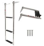 YaeMarine 3 Step Telescoping Boat Ladder Stainless Marine Ladder Telescoping Drop Ladder with Non-Slip Step (7331S)