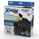 X-Hose Pro Expandable Garden Hose 25Ft, Heavy Duty Lightweight Retractable Water Hose, Flexible Hose, Weatherproof, Crush Resistant Solid Brass Fittings, Kink Free Expandable Hose as Seen on TV