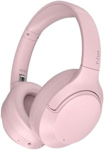 T-fun NC50 Hybrid Active Noise Cancelling Headphones Wireless Bluetooth 5.3,Foldable Over Ear Headphones,Custom EQ via App,65 Hours Playtime,Game Low Latency Mode,Multipoint Connection (Sakura Pink)