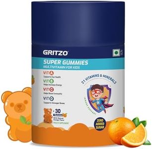 Gritzo Super Gummies, Multivitamin for Kids (Natural Orange Flavour, 30 Gummies) | Zero Added Sugar, 21 Vitamins & Minerals