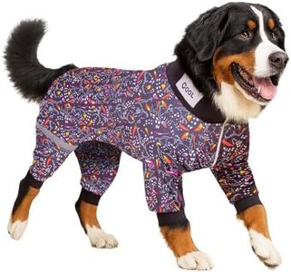 LovinPet Pitbull Dog Bodysuit, Post Surgery Recovery Pajamas, Pullover Dog Onesie with Reflective Stripe, Soft & Stretchy, Black Monarch Butterfly Print, Big Dog Jammies, Grey, Medium