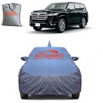 AUTOUNIKO® 100% Waterproof Triple Stiched Full Body Car Cover for Toyota Land Cruiser with Mirror and Antena Pocket with Soft Cotton Inside(Full Buttom Elastic)(Grey with Red Piping)