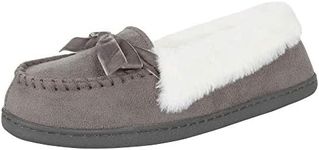 Jessica Simpson Women's Microsuede Moccasin Velvet Bow (Size Large, Grey)