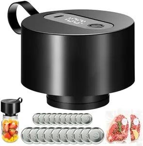 Electric Mason Jar Vacuum Sealer: Upgraded 3-in-1 Portable Vacuum Sealer Kit - for Mason Jars Vacuum Seal Bags & Containers - Ideal for Jams Pickles Dry Foods Grains Black
