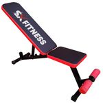 SX Fitness Heavy Duty Adjustable Flat, Incline and Decline Weight Bench for Home Gym, Strength Training, Abdominal and Full Body Workout 350 kg Capacity (Black Red- Adjustable Matte)