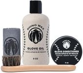 Rhino Wax - Baseball Glove Standard Maintenance Kit - Includes: Baseball Glove Oil (8 oz), Baseball Glove Conditioner (4 oz), Horsehair Brush + Microfiber Cloth - Moisturize and Protect - Made in USA