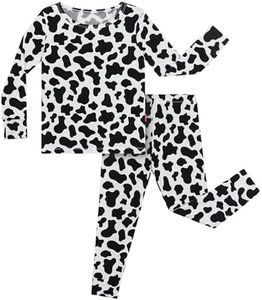 EASWEET Bamboo Viscose Toddler Boys Girls Pajamas 2 Piece Pjs,Cow,4T