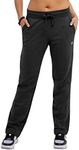 Champion Women's Fleece Open Bottom Pant Sweatpants, Black, S