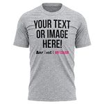 Personalised Text and Image T Shirt Mens Unisex Fit Any Colour or Font Top Tee, L, Sport Grey