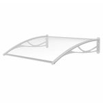 Advaning PN Series, 55" W x 31" D, Premium Quality Crystal Clear Polycarbonate Door/Window Awning with White Brackets, DA5531-PWS1N