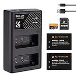 K&F Concept LP-E17 Camera Replacement Battery Charger Set with 64G Micro SD Card for EOS RP, Rebel T8i, T7i, T6i, T6s, SL2, SL3, EOS M3, M5, M6 Mark II, 77D, 200D, 750D, 760D, 800D (2-Pack,1250mAH)