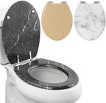 Navaris Black Marble Toilet Seat - MDF Decorative Toilet Seats - Luxury Marbled Design for Bathroom Decor - 16.7" x 14.1" x 2.2" (42.5 cm x 35.8 cm x 5.6 cm)