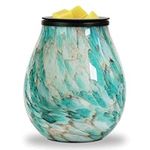 Glass Wax Melt Warmer for Scented Cubes, Electric Oil Burner with Removable Silicone Dish and Stable PTC Heating Element, 7 Colors Changing LED Night Light Wax Melts Burner for Bedroom Office Décor