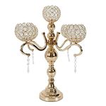 Crystal Candelabra 5 Arms Crystal Candle Holders Classic Elegant Design with Crystal Drops Retro Candlestick Holder for Wedding Dinner Table Decoration Gifts