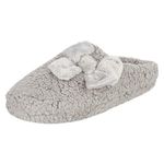 Jessica Simpson Womens Plush Marshmallow Slide On House Slipper Clog with Memory Foam (Size Small, Grey)