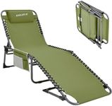 #WEJOY Folding Chaise Lounge Chair - Adjustable Reclining Chairs for Outdoor, Patio, Beach, Pool, Sunbathing, and Tanning with Pillow and Pocket, Green