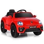 COSTWAY 12V Electric Kids Ride On Car, Licensed Volkswage Toy Vehicle with Remote Control, Lights, Music, Horn, USB, Battery Powered Ride on Gift for Boys Girls (Red)