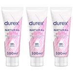 Durex Natural Extra Sensitive Lube, 100ml, Water Based Lube, Natural Lubricant, Intimate Gel, Non Sticky, Condom & Toy Compatible, pH Friendly, Ease Vaginal Dryness & Discomfort, Aloe Vera Pack of 3