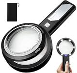 Magnifying Glass with Light 6X 9X15X Combined Illuminated Magnifier 6 LED/ 2 Purple Lighted Magnifier with Dual-Lens, Detachable Handheld Magnifying Glass For Seniors Read, Stamps, Map, Inspection.