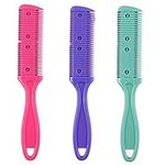 AOVNA 3 PCS Hair Cutting Razor Comb Double Sides Thinning Comb Haircuts Cutting Tool Professional Hair Razor Comb for Salon Supplies (3 Colors)