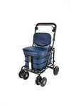 Prestige Shopping Trolley with Seat & Backrest/Walking frame/Seated Mobility Trolley/Stroller 6 wheel (FULLY ASSEMBLED in UK READY TO USE!) (Navy)