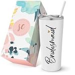 SassyCups Bridesmaid Tumbler | Vacuum Insulated Stainless Steel Cup with Straw for Bridesmaid Proposal | Will You Be My Bridesmaid | Newly Engaged Travel Mug | Bridal Party (22 Ounce, White)