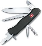 VICTORINOX Swiss Pocket Knife Forester, 12 Functions, Multi Tool with Large Blade, Tin Opener, Screwdriver 3 mm, Locking Blade, Black