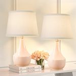 Table Lamp Set of 2, 18.63” Ceramic Table Lamp Classic Beside Lamps Nightstand Lamp Modern Table Lamp for Living Room, Bedroom & Office Rocker Swtich Pink-LED Bulbs Included