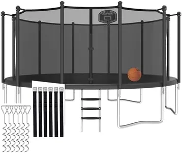 CITYLE 1500LBS 8 10 12 14 15 16 FT Tranpoline for Adults/Kids with Safety Enclosure Net, Basketball Hoop, Ball, Wind Stakes and Ladder, Heavy Duty Outdoor Recreational Tranpolines for Family
