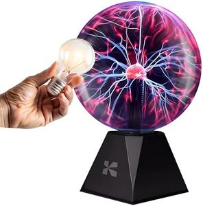 Katzco 7" Plasma Ball - with Lightning Charged Bulb - Nebula Sphere, Thunder Lightning, Plug-in - Touch & Sound Sensitive Plasma Globe, STEM Science Toy for Parties, Decorations, Prop, Kids, and Gifts